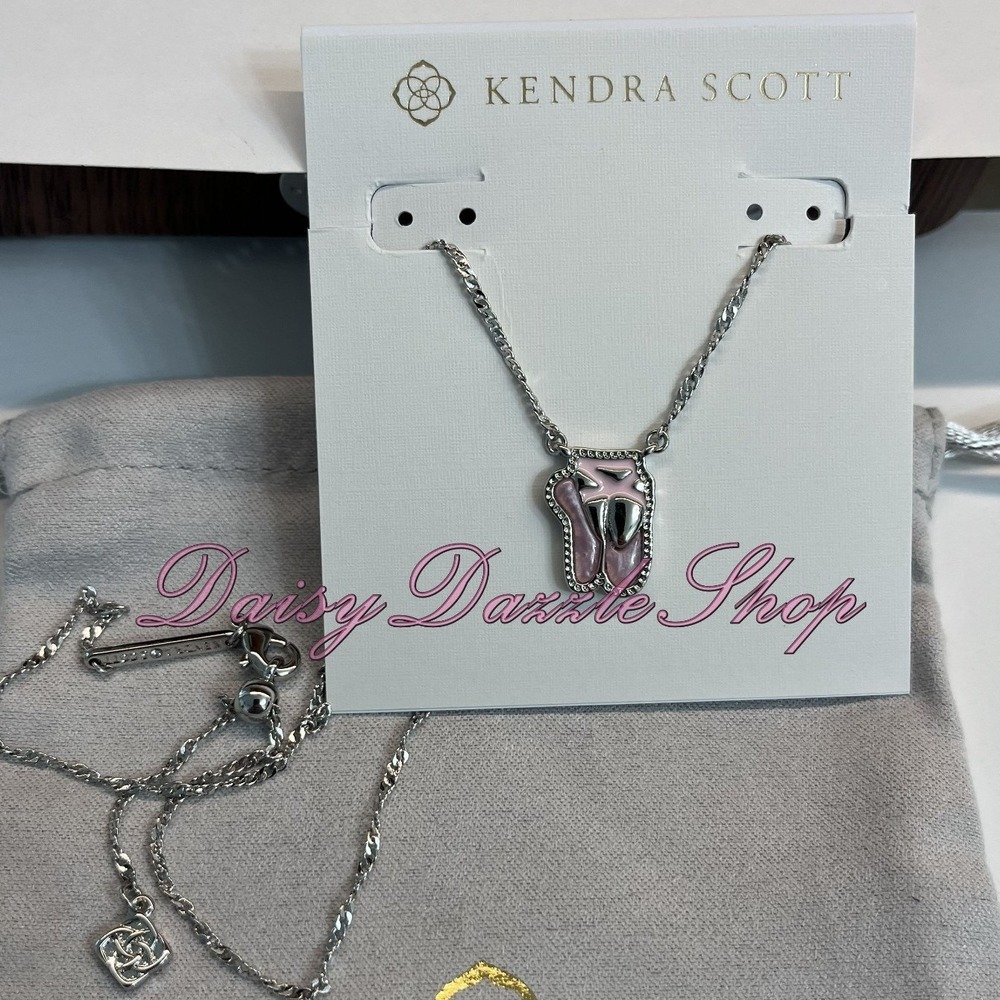 ✨Kendra Scott Ballet Silver Pendant Necklace In Blush Mother of Pearl New ✨